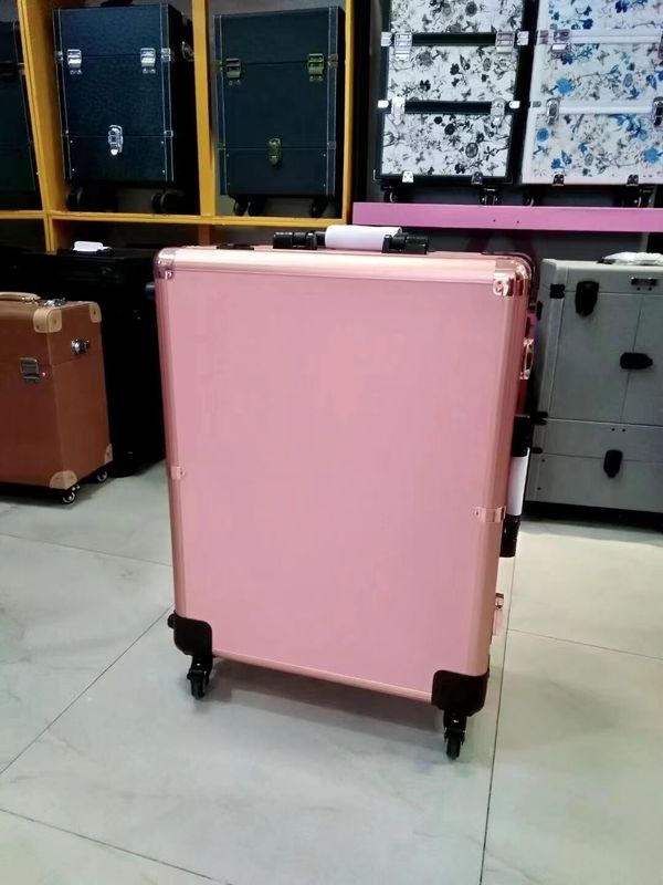 Schminkkoffer verstellbares Stehen Beine Schwergewicht Koffer Led Lichtspiegel Kosmetik Rollende 4 Räder Trolley Schminkkoffer
