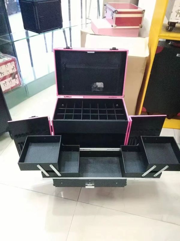 Schminkkoffer verstellbares Stehen Beine Schwergewicht Koffer Led Lichtspiegel Kosmetik Rollende 4 Räder Trolley Schminkkoffer