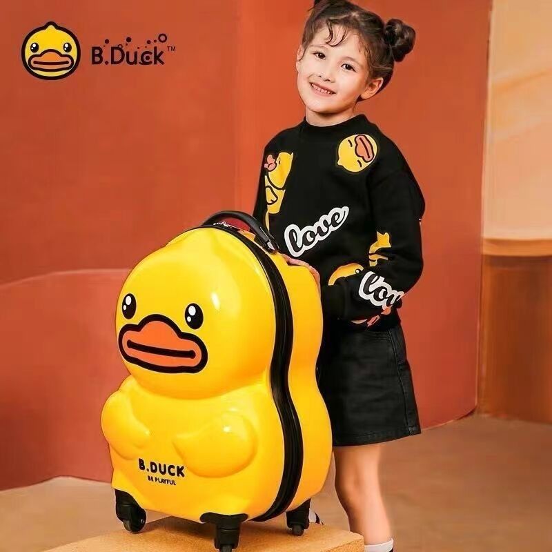 Gelbe Farbe Ente Tier Design Kinder Trolley Koffer Tasche Kinder Cartoon Rollgepäckkoffer