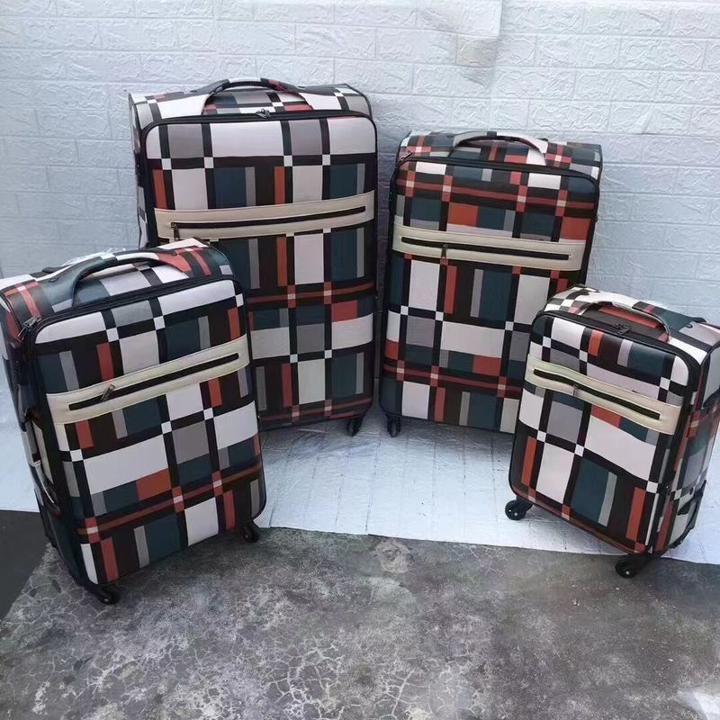 Ledergepäckstücke Plaid-Muster gemischte Farbe PU-Fabrik Lieferanten wasserdicht Hohe Festigkeit und Kompressionsbeständigkeit