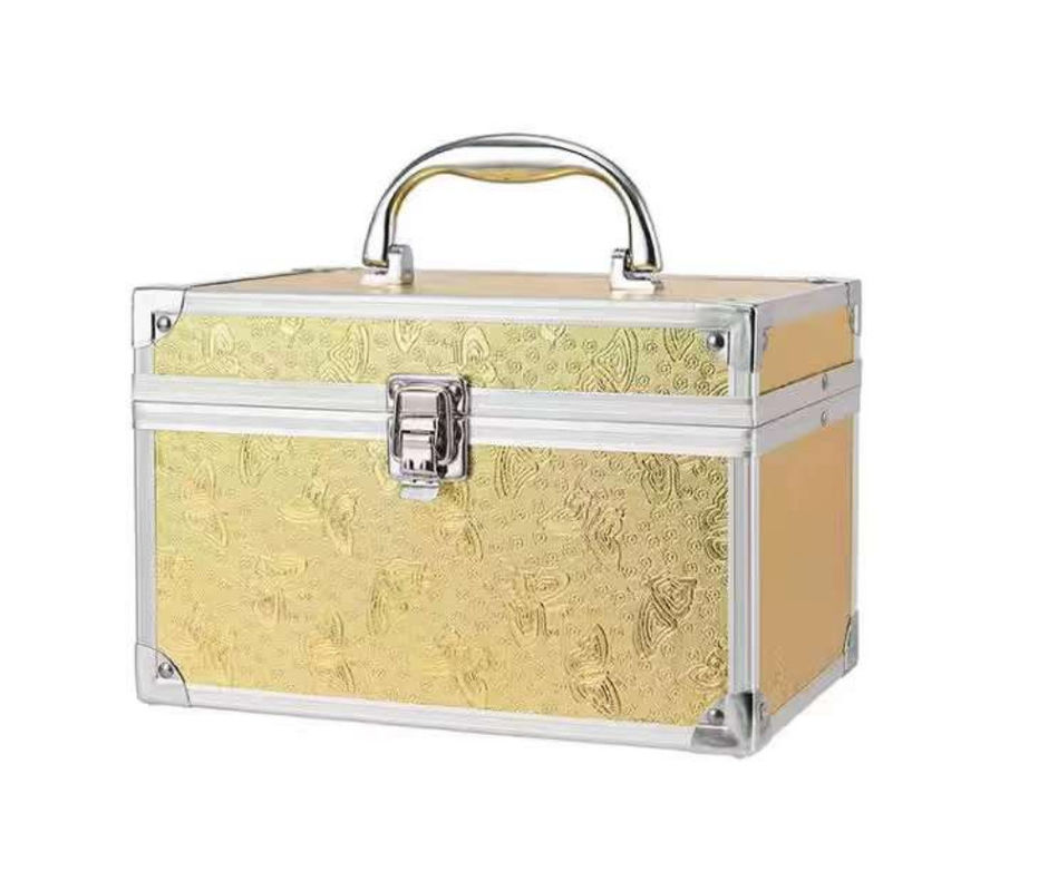 Make-up-Koffer Kosmetik-Box Make-up-Nägel Polish Case Mini Aluminium Dauer Diamanten Luxusmetall Kosmetik Hülle Nummer