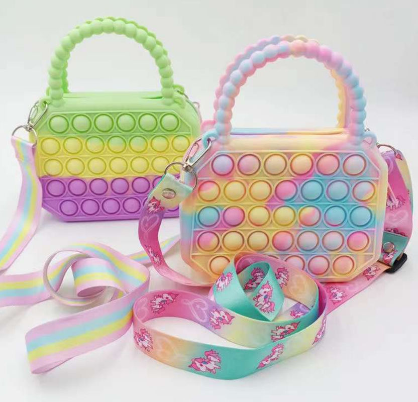 Pop Fidget Toys Silicone Push Bubble Crossbody Tasche Sensorische Stressmittel Erwachsene Kinder Handtasche Münze Tasche Handtasche Geschenke