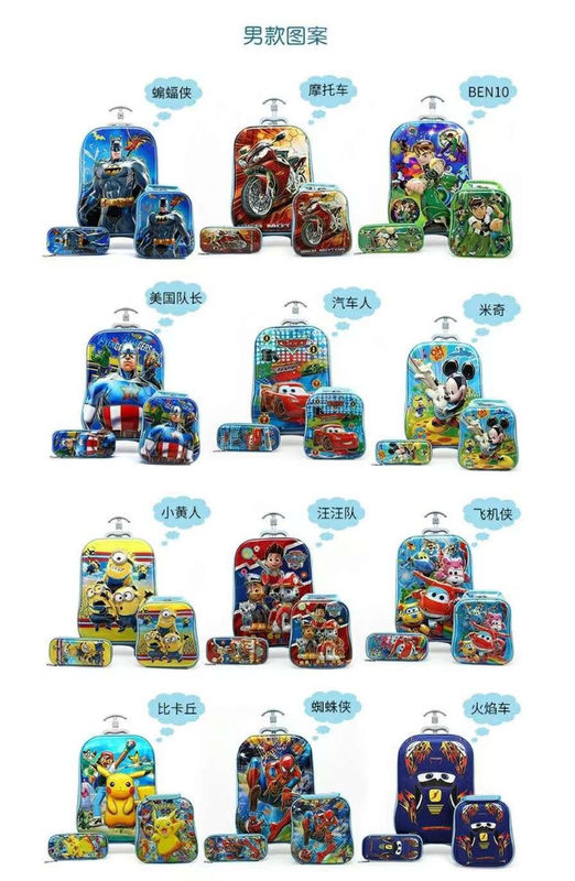 Schmetterling Meerjungfrau Dinosaurier Astronaut Eva Kind Schultasche Set Drei D Trolley 3 in 1 Zeichentrickfilm Kinder Rucksack