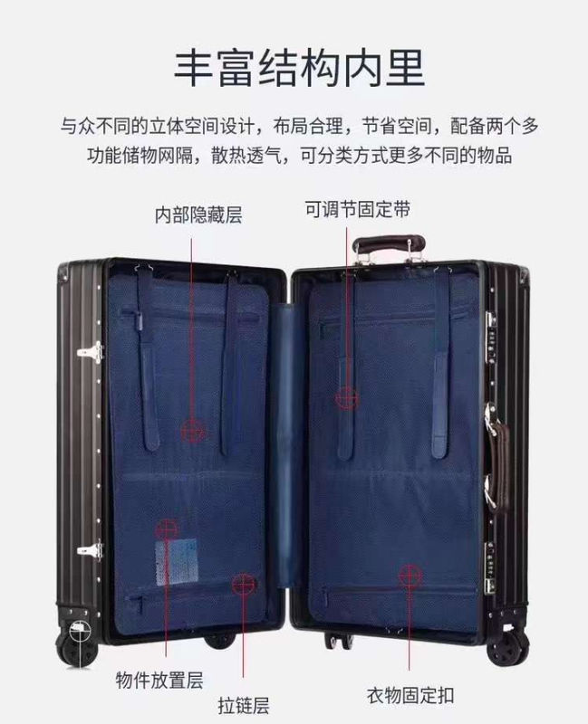 Guangzhou Lieferant Unisex Aluminium Magnesium Legierung Koffer Großes Gepäck mit Metallgriff und Lieferbehälter