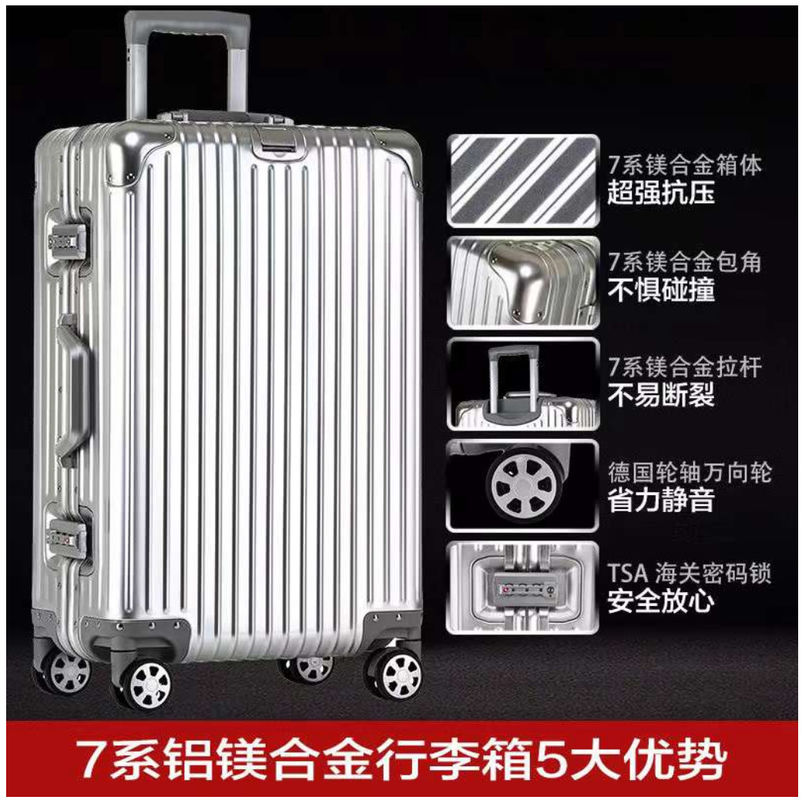 Aluminium-Reisegepäck Hard Trolly Case Neuer Aluminium-Koffer 4 Drehräder Leichtgewichtskoffer Anzugkoffer Gepäck