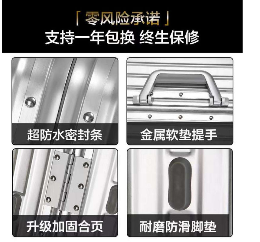 Aluminium-Reisegepäck Hard Trolly Case Neuer Aluminium-Koffer 4 Drehräder Leichtgewichtskoffer Anzugkoffer Gepäck