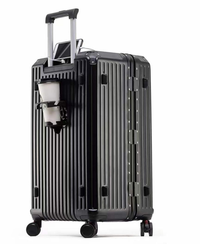 Neue Ankunft Vintage Multifunktionelle Abs Aluminium Gepäck Hardside Trolley Fall Reisegepäck Koffer mit Becherhalter