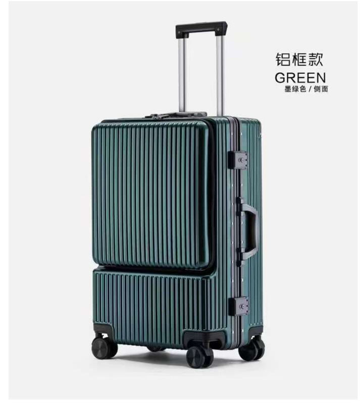 Spinner-Trolley für Gepäck mit TSA-Schlössern Schwarz, dunkelgrün, rot, 20-Lincher, PC-Hardside-Koffer mit Frontpoc