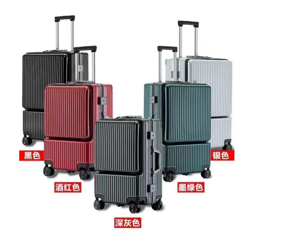 Spinner-Trolley für Gepäck mit TSA-Schlössern Schwarz, dunkelgrün, rot, 20-Lincher, PC-Hardside-Koffer mit Frontpoc