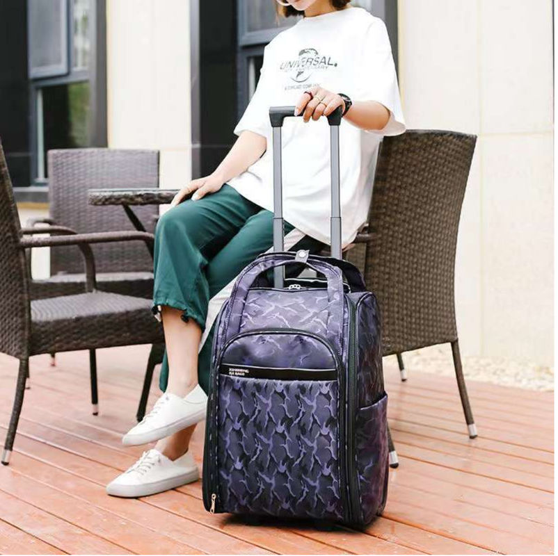 Softside Kinder Gepäck Schulwagen Tasche 4 Räder Reisetasche Junge Rucksack mit Zugstange